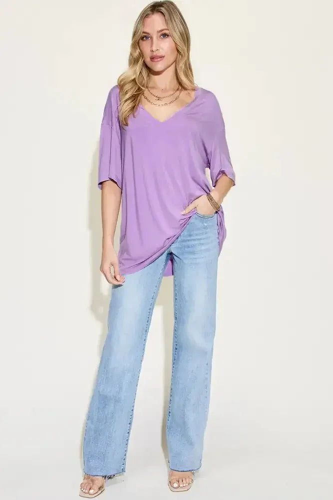 Basic Bae Full Size Bamboo V - Neck Drop Shoulder T-Shirt - Update AvenueT-ShirtsTrendsi1001003282074301001003282074303180ddd7 - 63bc - 485c - 8fff - 737ae599b05c - MaxLilac