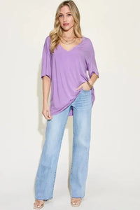 Basic Bae Full Size Bamboo V - Neck Drop Shoulder T-Shirt - Update AvenueT-ShirtsTrendsi1001003282074301001003282074303180ddd7 - 63bc - 485c - 8fff - 737ae599b05c - MaxLilac