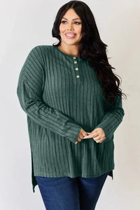 Basic Bae Full Size Ribbed Half Button Long Sleeve High - Low T-Shirt - Update AvenueT-ShirtsTrendsi10010140123184910010140123184934be3941 - c464 - 4144 - afa1 - e97e8af345f6 - MaxArmy Green