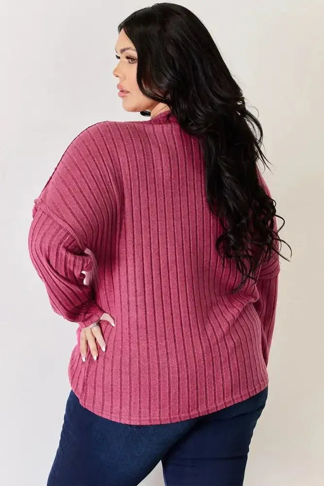 Basic Bae Full Size Ribbed Half Button Long Sleeve High - Low T-Shirt - Update AvenueT-ShirtsTrendsi10010140123195810010140123195870b8b731 - 92e4 - 4443 - a153 - e1d0d489c9c6 - MaxHot Pink