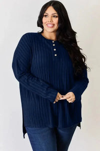 Basic Bae Full Size Ribbed Half Button Long Sleeve High - Low T-Shirt - Update AvenueT-ShirtsTrendsi10010140123314110010140123314129eabb9b - 2abd - 4377 - b36a - 036a178232a5 - MaxDark Blue