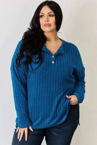 Basic Bae Full Size Ribbed Half Button Long Sleeve High - Low T-Shirt - Update AvenueT-ShirtsTrendsi100101401238847100101401238847a463bd93 - f57d - 4e78 - af44 - 984e2e0793ef - MaxSky Blue