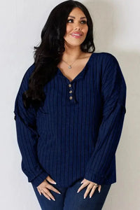 Basic Bae Full Size Ribbed Half Button Long Sleeve T-Shirt - Update AvenueT-ShirtsTrendsi100101878480227100101878480227ba98f3af - 7cc1 - 4afb - 9e00 - ead3c5fc9b7e - MaxDark Blue