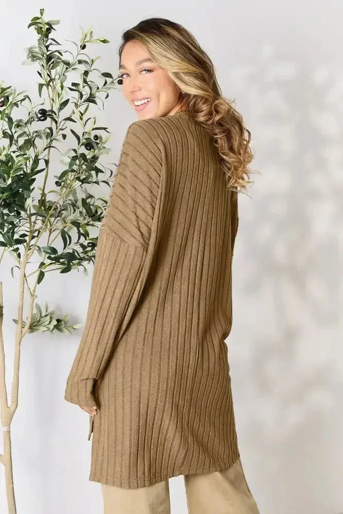 Basic Bae Full Size Ribbed Round Neck Long Sleeve Slit Top - Update AvenueT-ShirtsTrendsi1001019871420061001019871420066b67737bfd98411e89775e06ce4a3e84 - MaxKhaki