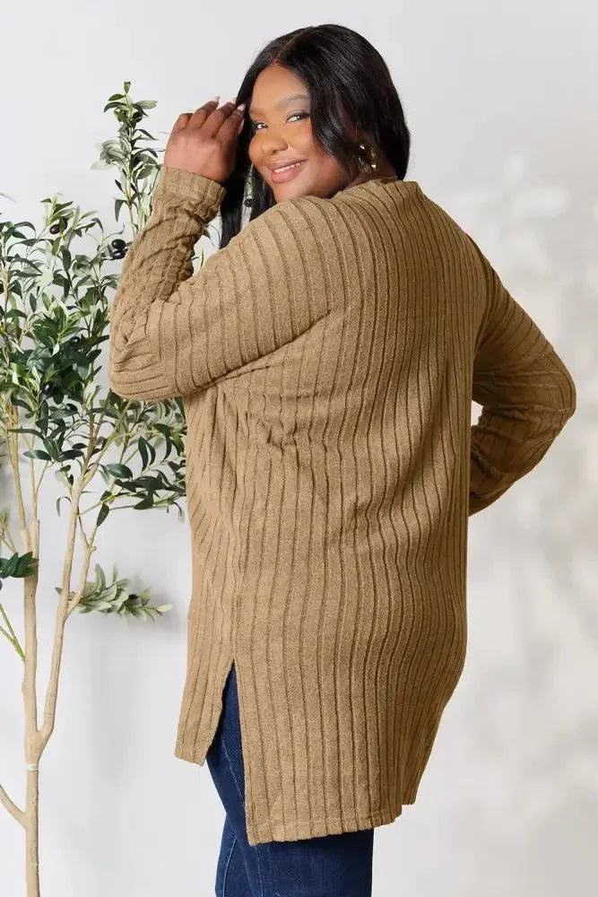 Basic Bae Full Size Ribbed Round Neck Long Sleeve Slit Top - Update AvenueT-ShirtsTrendsi1001019871420061001019871420060410038595374235b540d1b88826c2ae - MaxKhaki