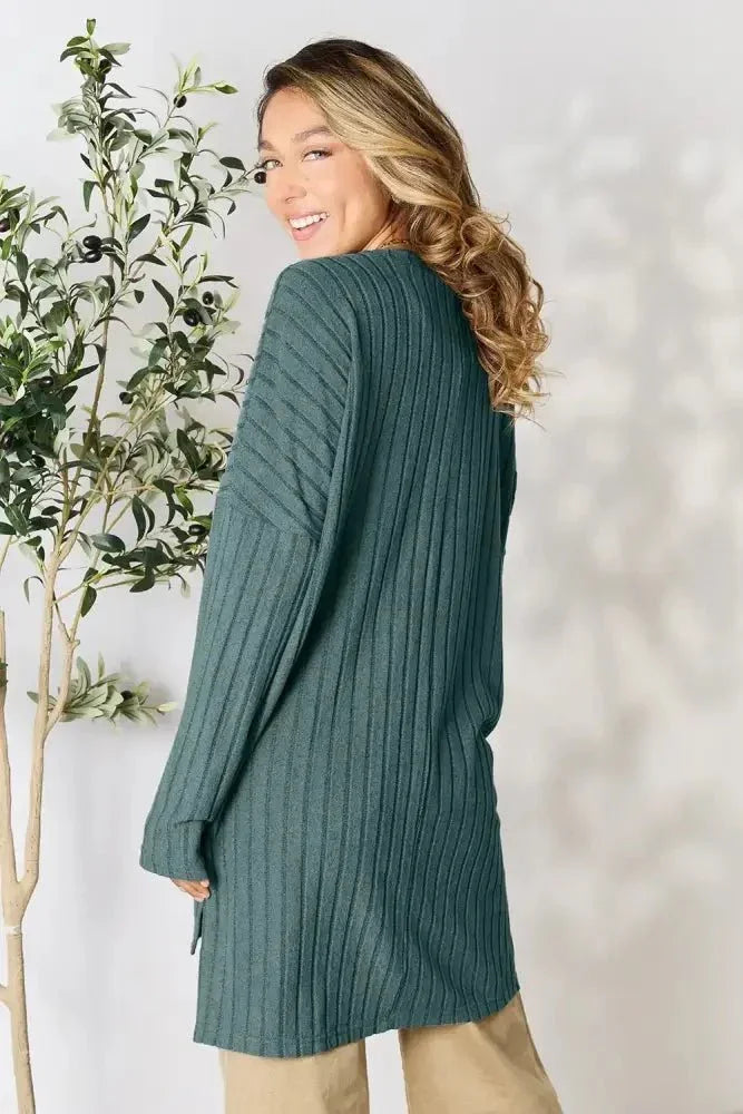 Basic Bae Full Size Ribbed Round Neck Long Sleeve Slit Top - Update AvenueT-ShirtsTrendsi1001019871440341001019871440349ec616532fd349feab094a4755026b41 - MaxTeal