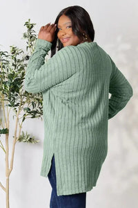 Basic Bae Full Size Ribbed Round Neck Long Sleeve Slit Top - Update AvenueT-ShirtsTrendsi100101987144897100101987144897b27003435c8b4a8186305f3e58355646 - MaxLight Green