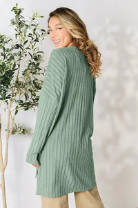 Basic Bae Full Size Ribbed Round Neck Long Sleeve Slit Top - Update AvenueT-ShirtsTrendsi100101987144897100101987144897c781404c1a13445ea428a7db239e5028 - MaxLight Green