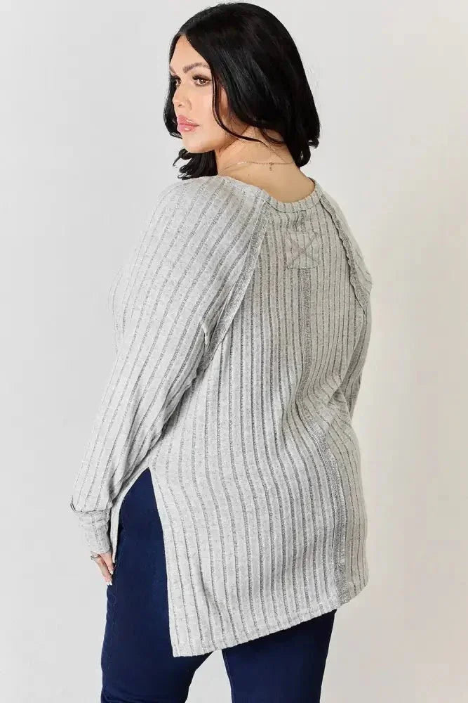 Basic Bae Full Size Ribbed Round Neck Slit T-Shirt - Update AvenueT-ShirtsTrendsi1001010894913751001010894913757166799d - 2c98 - 41ea - 89c2 - 72fe7b583ba3 - MaxLight Gray