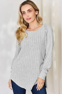 Basic Bae Full Size Ribbed Round Neck Slit T-Shirt - Update AvenueT-ShirtsTrendsi100101089491375100101089491375fbf36fa3 - d64f - 46af - ac66 - de30a61afc25 - MaxLight Gray