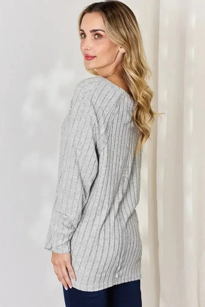 Basic Bae Full Size Ribbed Round Neck Slit T-Shirt - Update AvenueT-ShirtsTrendsi10010108949137510010108949137516804998 - 459e - 4665 - ba19 - 0fd154eee689 - MaxLight Gray