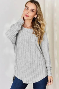 Basic Bae Full Size Ribbed Round Neck Slit T-Shirt - Update AvenueT-ShirtsTrendsi100101089491375100101089491375f9da65c1 - c080 - 4c57 - b332 - 85c6681bd72d - MaxLight Gray