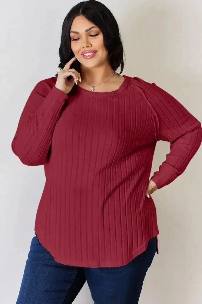 Basic Bae Full Size Ribbed Round Neck Slit T-Shirt - Update AvenueT-ShirtsTrendsi10010108949167210010108949167273de0de5 - df2a - 40a8 - 8adf - 6fd6f0055126 - MaxDeep Red