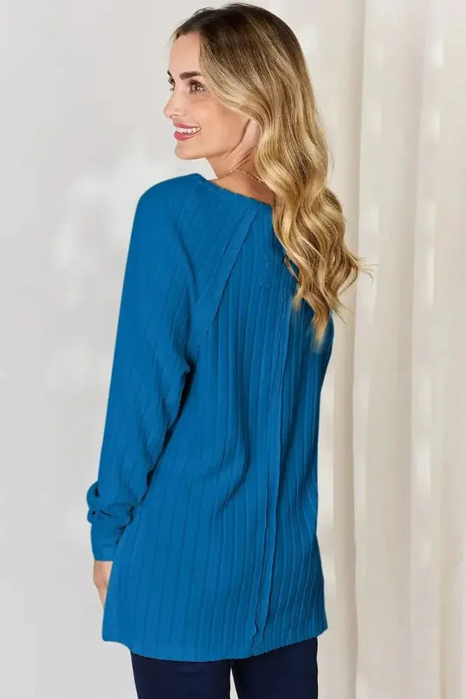 Basic Bae Full Size Ribbed Round Neck Slit T-Shirt - Update AvenueT-ShirtsTrendsi100101089493915100101089493915b3050c4c - 85f9 - 4cdf - b7d1 - f0a7b7fee97e - MaxSky Blue