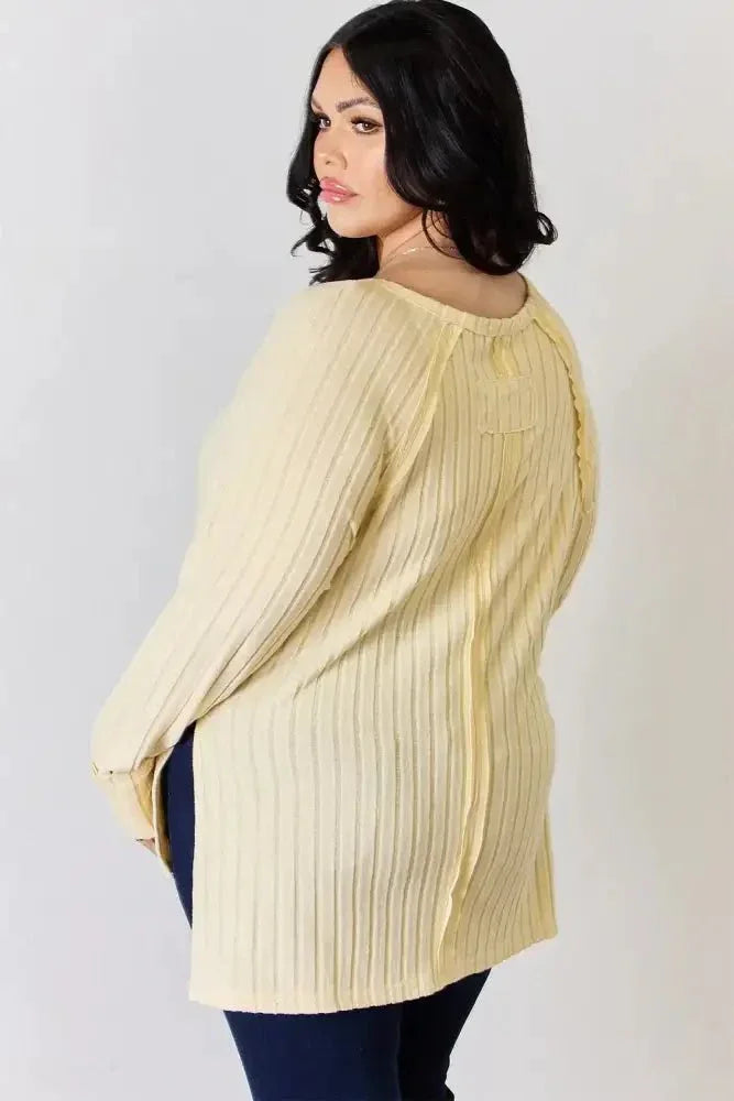 Basic Bae Full Size Ribbed Round Neck Slit T-Shirt - Update AvenueT-ShirtsTrendsi1001010894960971001010894960974a3dfa03 - 40e5 - 4d08 - b3d3 - b37ad98236ea - MaxLight Yellow