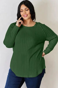 Basic Bae Full Size Ribbed Round Neck Slit T-Shirt - Update AvenueT-ShirtsTrendsi100101089498786100101089498786ebbbe945 - bf22 - 49f9 - 9a78 - bcf903fc4352 - MaxGreen