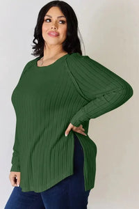 Basic Bae Full Size Ribbed Round Neck Slit T-Shirt - Update AvenueT-ShirtsTrendsi1001010894987861001010894987867b3d0dc0 - 4441 - 4a9f - 9a4b - 8b78916287d2 - MaxGreen
