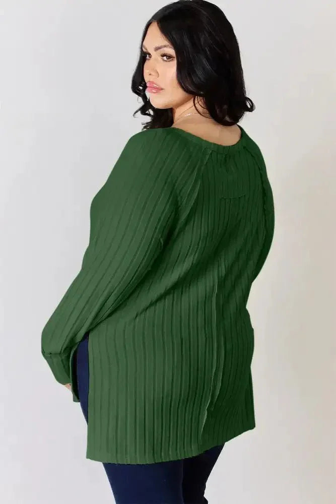 Basic Bae Full Size Ribbed Round Neck Slit T-Shirt - Update AvenueT-ShirtsTrendsi1001010894987861001010894987865b5007fd - 0b82 - 4bb6 - 9cc1 - e14e1a3920c1 - MaxGreen