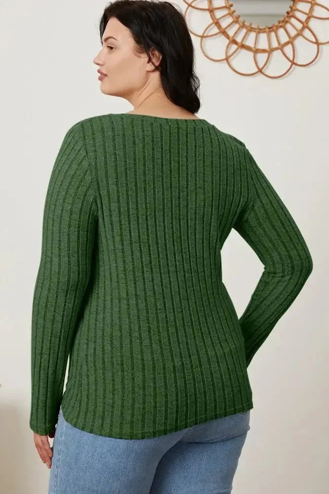 Basic Bae Full Size Ribbed V - Neck Long Sleeve T-Shirt - Update AvenueT-ShirtsTrendsi100101792180116100101792180116181260b2 - 428e - 4997 - b80f - f11f2dbc8835 - MaxGreen