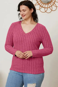 Basic Bae Full Size Ribbed V - Neck Long Sleeve T-Shirt - Update AvenueT-ShirtsTrendsi100101792184551100101792184551fc758613 - c9d8 - 4082 - 84c0 - 9652621ef49c - MaxHot Pink