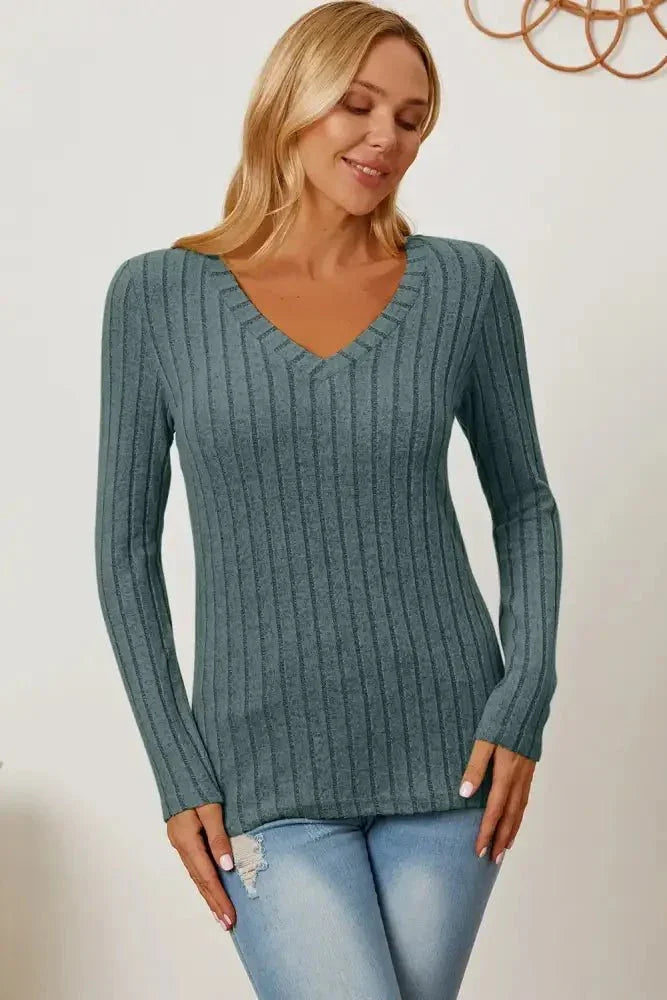 Basic Bae Full Size Ribbed V - Neck Long Sleeve T-Shirt - Update AvenueT-ShirtsTrendsi100101792185137100101792185137592ec8a9 - 27b5 - 4191 - 993b - c8a1ad257bbf - MaxAir Force Blue