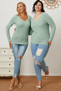 Basic Bae Full Size Ribbed V - Neck Long Sleeve T-Shirt - Update AvenueT-ShirtsTrendsi1001017921857031001017921857036d39fcff - d4be - 4d84 - a828 - 2a8672caabf8 - MaxLight Green