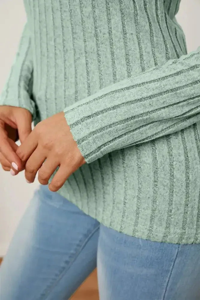 Basic Bae Full Size Ribbed V - Neck Long Sleeve T-Shirt - Update AvenueT-ShirtsTrendsi100101792185703100101792185703a34787f9 - d4b5 - 4948 - b26a - a2326876c942 - MaxLight Green