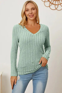 Basic Bae Full Size Ribbed V - Neck Long Sleeve T-Shirt - Update AvenueT-ShirtsTrendsi100101792185703100101792185703e0853294 - 85a0 - 436b - a430 - ac8d49864dc7 - MaxLight Green