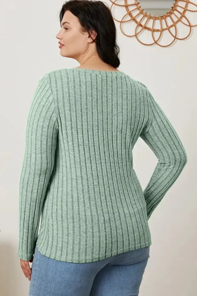 Basic Bae Full Size Ribbed V - Neck Long Sleeve T-Shirt - Update AvenueT-ShirtsTrendsi10010179218570310010179218570351e22f5a - d3c4 - 48d1 - bc42 - 3a15ad5aee62 - MaxLight Green