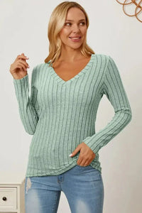 Basic Bae Full Size Ribbed V - Neck Long Sleeve T-Shirt - Update AvenueT-ShirtsTrendsi1001017921857031001017921857038f305ab6 - 9ecd - 45e7 - aa05 - 4f3b3c3d4841 - MaxLight Green