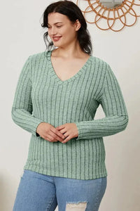 Basic Bae Full Size Ribbed V - Neck Long Sleeve T-Shirt - Update AvenueT-ShirtsTrendsi1001017921857031001017921857032e7b3fb3 - 2ade - 48b7 - a79f - 7413c833dc00 - MaxLight Green