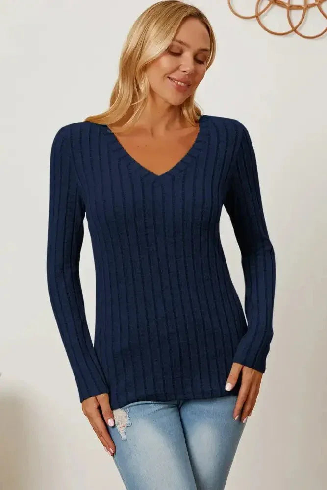 Basic Bae Full Size Ribbed V - Neck Long Sleeve T-Shirt - Update AvenueT-ShirtsTrendsi100101792187927100101792187927d0ce3998 - 1563 - 4b07 - a3ed - 700ccd56b824 - MaxDark Blue