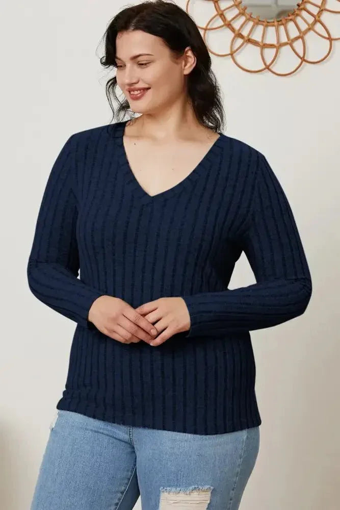 Basic Bae Full Size Ribbed V - Neck Long Sleeve T-Shirt - Update AvenueT-ShirtsTrendsi100101792187927100101792187927e90b5b53 - e197 - 446d - 859f - 8e923692ab86 - MaxDark Blue