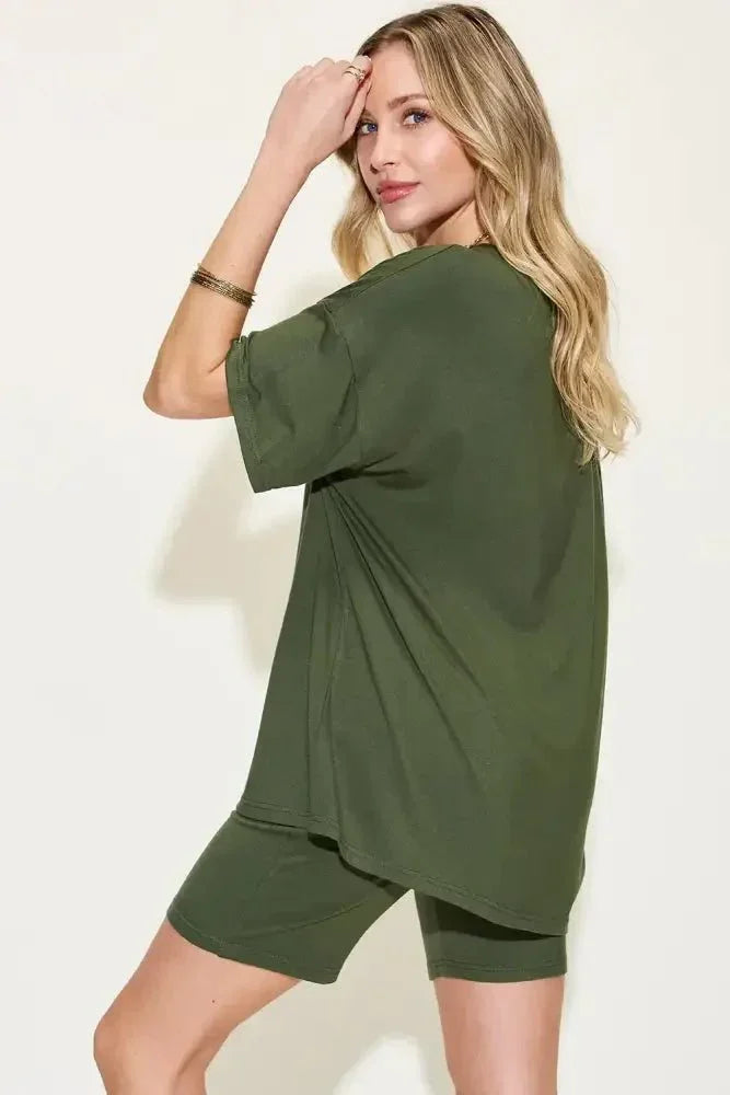 Basic Bae Full Size V - Neck Drop Shoulder T-Shirt and Shorts Set - Update AvenueDaily EssentialsTrendsi100100951111961100100951111961d3eac069 - a757 - 49aa - be40 - 8ea5191c9ab8 - MaxMatcha Green