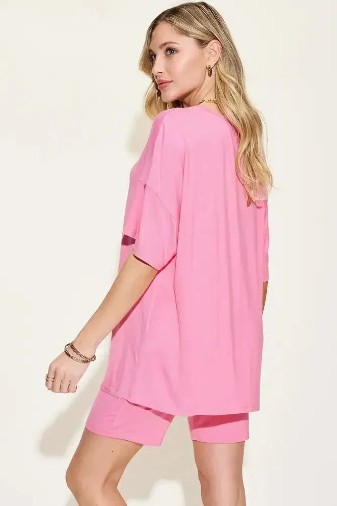 Basic Bae Full Size V - Neck Drop Shoulder T-Shirt and Shorts Set - Update AvenueDaily EssentialsTrendsi1001009511175421001009511175424a3febf5 - 71e5 - 48f8 - 8cda - b68867649bb8 - MaxPink