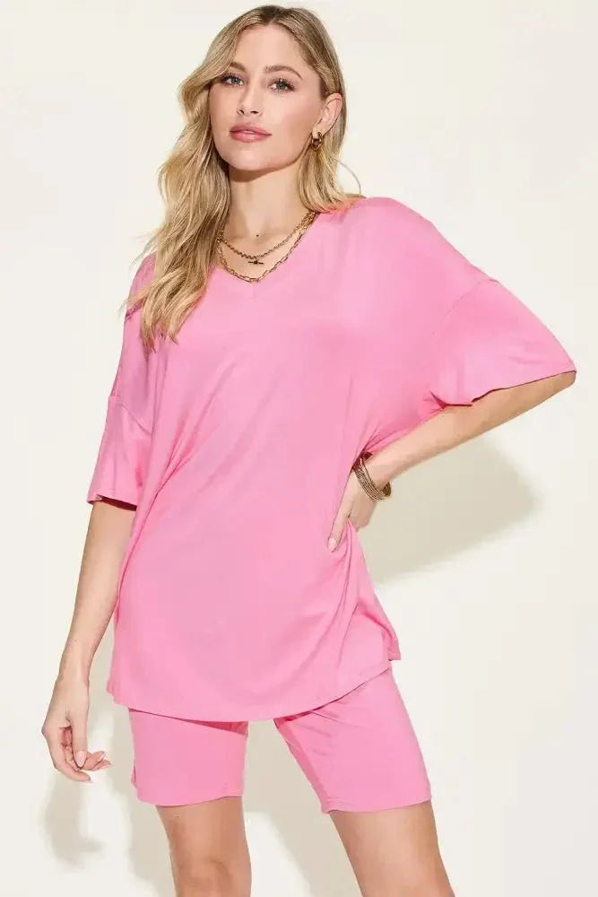 Basic Bae Full Size V - Neck Drop Shoulder T-Shirt and Shorts Set - Update AvenueDaily EssentialsTrendsi100100951117542100100951117542f1cfb6a8 - 27c4 - 4a9d - 8d35 - 53d69c494370 - MaxPink