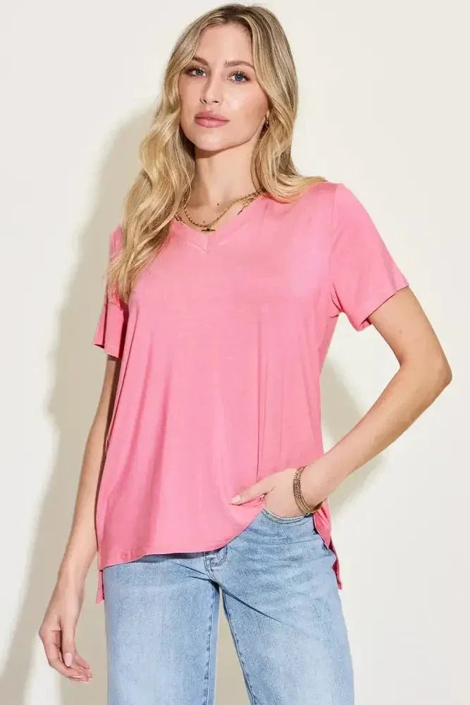Basic Bae Full Size V - Neck High - Low T-Shirt - Update AvenueT-ShirtsTrendsi100100157021238100100157021238249fc361 - 8b37 - 4438 - a496 - bd7676c3b509 - MaxPink