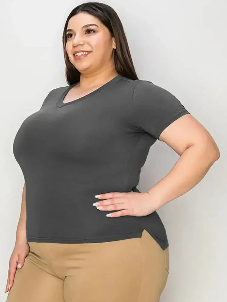 Basic Bae Full Size V - Neck High - Low T-Shirt - Update AvenueT-ShirtsTrendsi1001001570219931001001570219933333f505 - 02c4 - 4544 - b340 - 872fcefb2d76 - MaxDark Gray