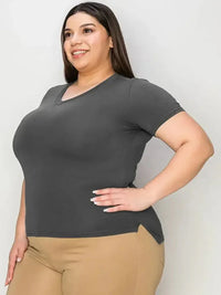 Basic Bae Full Size V - Neck High - Low T-Shirt - Update AvenueT-ShirtsTrendsi1001001570219931001001570219933333f505 - 02c4 - 4544 - b340 - 872fcefb2d76 - MaxDark Gray