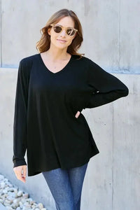 Basic Bae Full Size V - Neck Long Sleeve Top - Update AvenueT-ShirtsTrendsi1001016671411351001016671411352075bbe9 - 2de5 - 443f - afbd - 761faedda0ce - MaxBlack