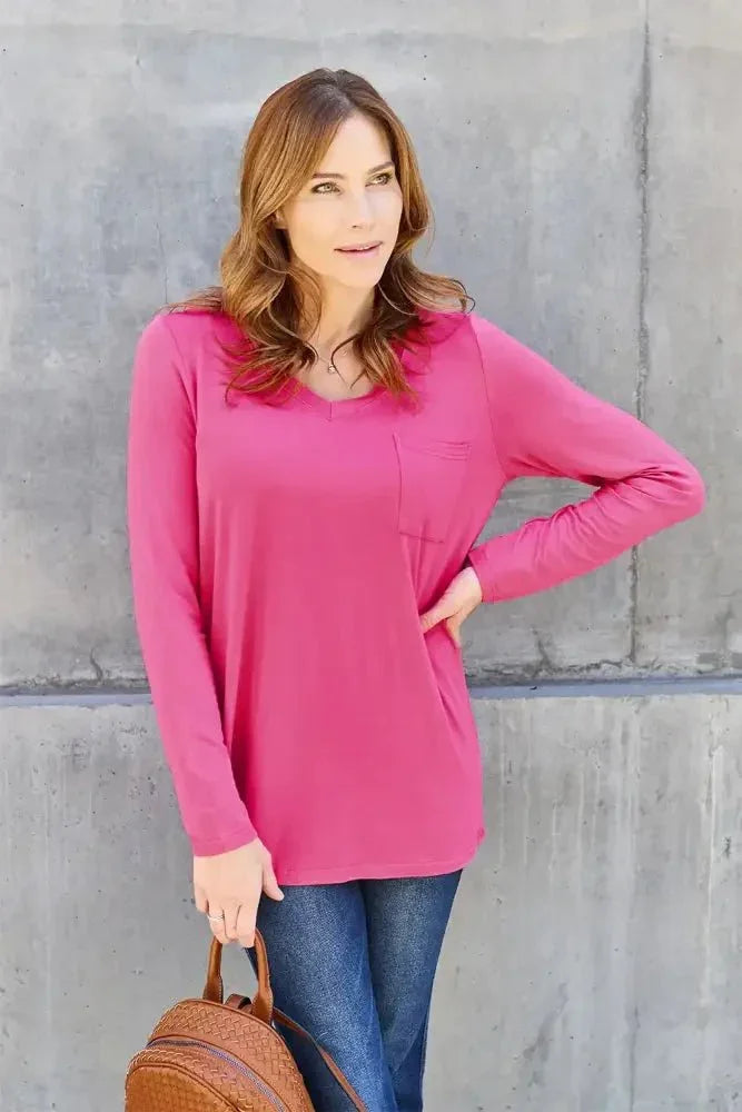 Basic Bae Full Size V - Neck Long Sleeve Top - Update AvenueT-ShirtsTrendsi10010166714202010010166714202082385994 - 612f - 4afd - 8374 - 7b4fad6a77a6 - MaxHot Pink