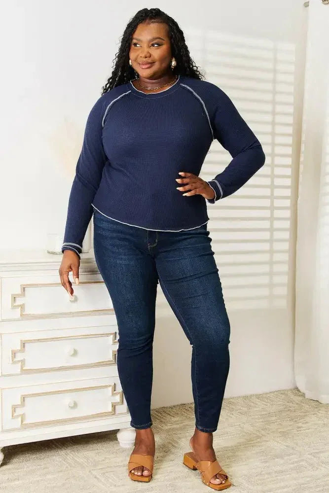 Basic Bae Long Raglan Sleeve Round Neck Top - Update AvenueTrendsi1001014629451231001014629451235f4f2bea51794dd19a1a9066e59821b9 - MaxDark Blue