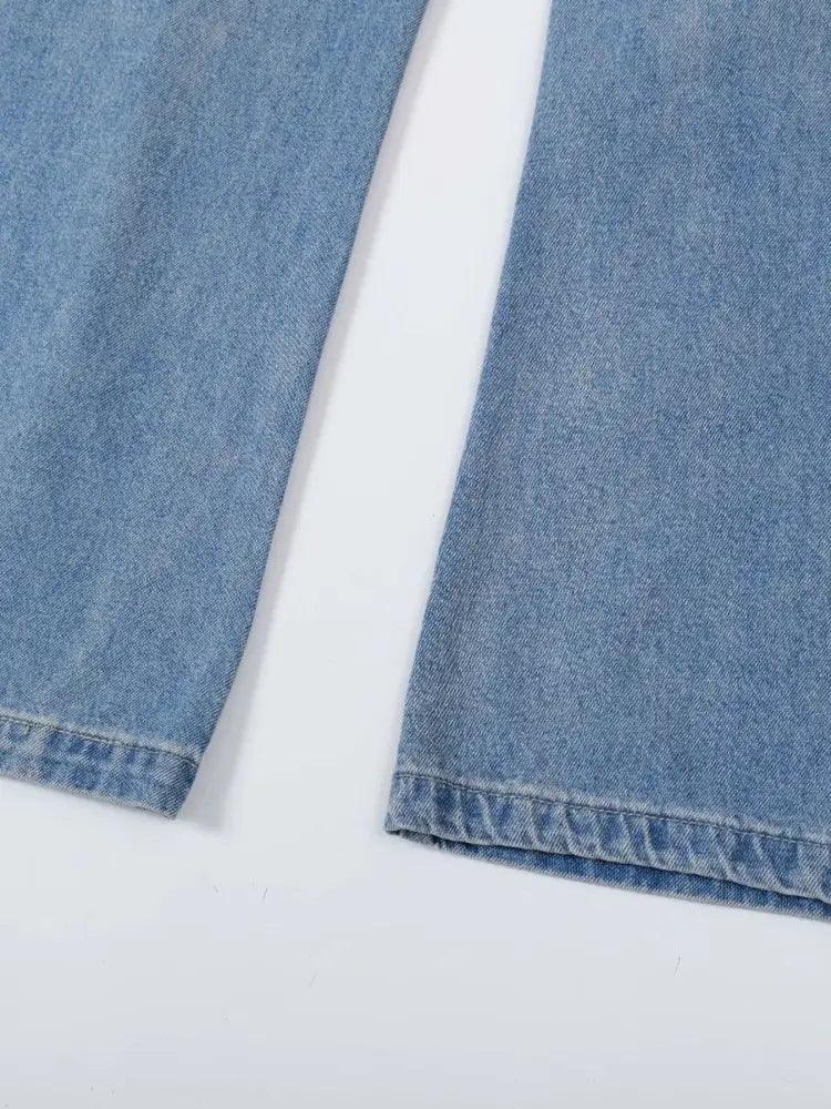 Basic style Oversized Wide leg Jeans - Update AvenueTrendsi100400233484652100400233484652Basic style Oversized Wide leg JeansBlue
