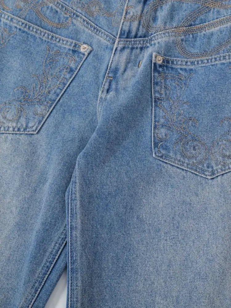 Basic style Oversized Wide leg Jeans - Update AvenueTrendsi100400233484652100400233484652Basic style Oversized Wide leg JeansBlue
