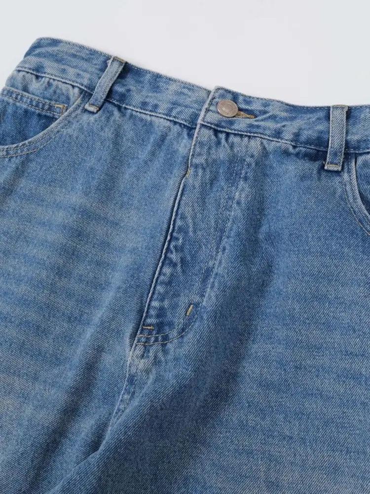 Basic style Oversized Wide leg Jeans - Update AvenueTrendsi100400233484652100400233484652Basic style Oversized Wide leg JeansBlue