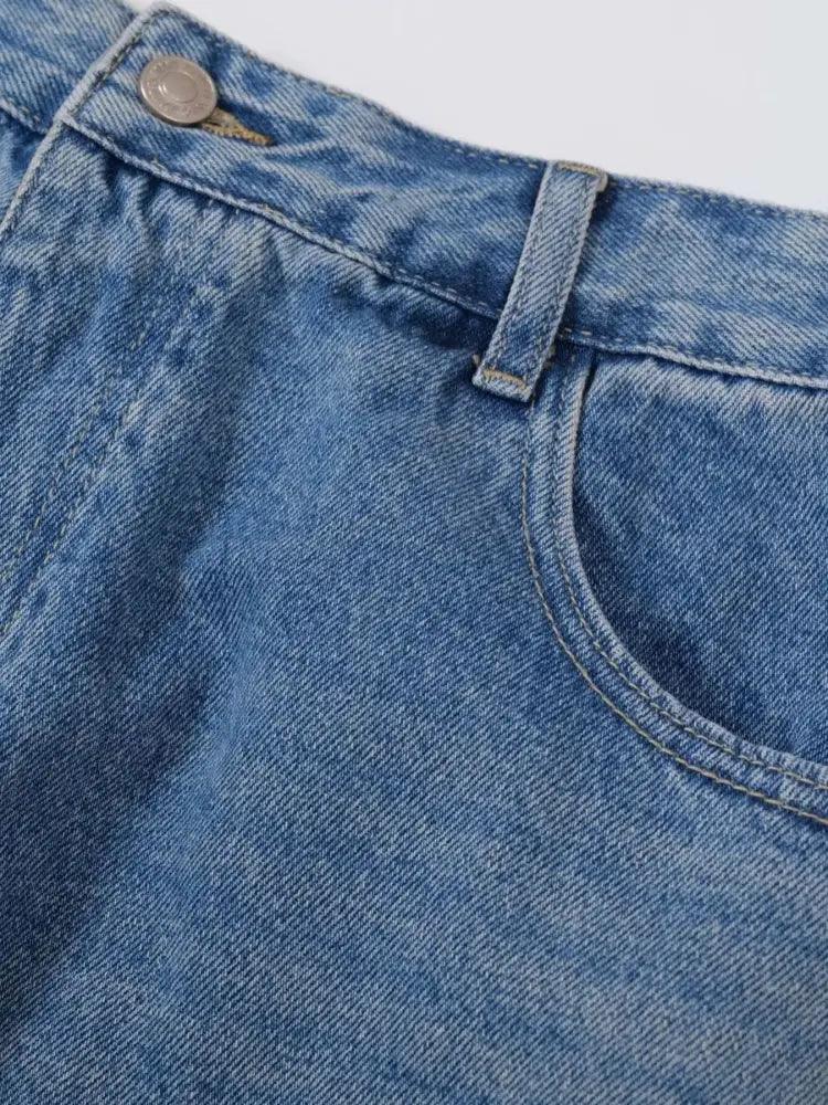 Basic style Oversized Wide leg Jeans - Update AvenueTrendsi100400233484652100400233484652Basic style Oversized Wide leg JeansBlue