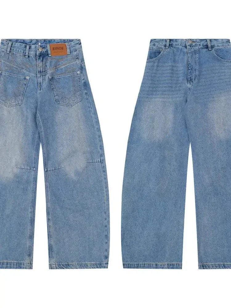 Basic style Oversized Wide leg Jeans - Update AvenueTrendsi100400233484652100400233484652Basic style Oversized Wide leg JeansBlue
