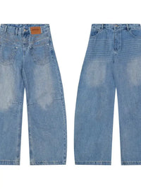 Basic style Oversized Wide leg Jeans - Update AvenueTrendsi100400233484652100400233484652Basic style Oversized Wide leg JeansBlue