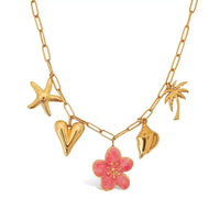 Beach Theme Pendant Necklace with Resin Flower - Update AvenueNecklacesTrendsi100500996071987100500996071987Beach Theme Pendant Necklace with Resin FlowerGold