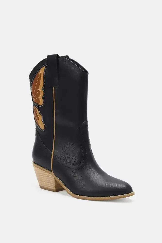 Beast Fashion Butterfly Cut Detail Point Toe Boots - Update AvenueTrendsi100600612851389100600612851389Beast Fashion Butterfly Cut Detail Point Toe BootsBlack